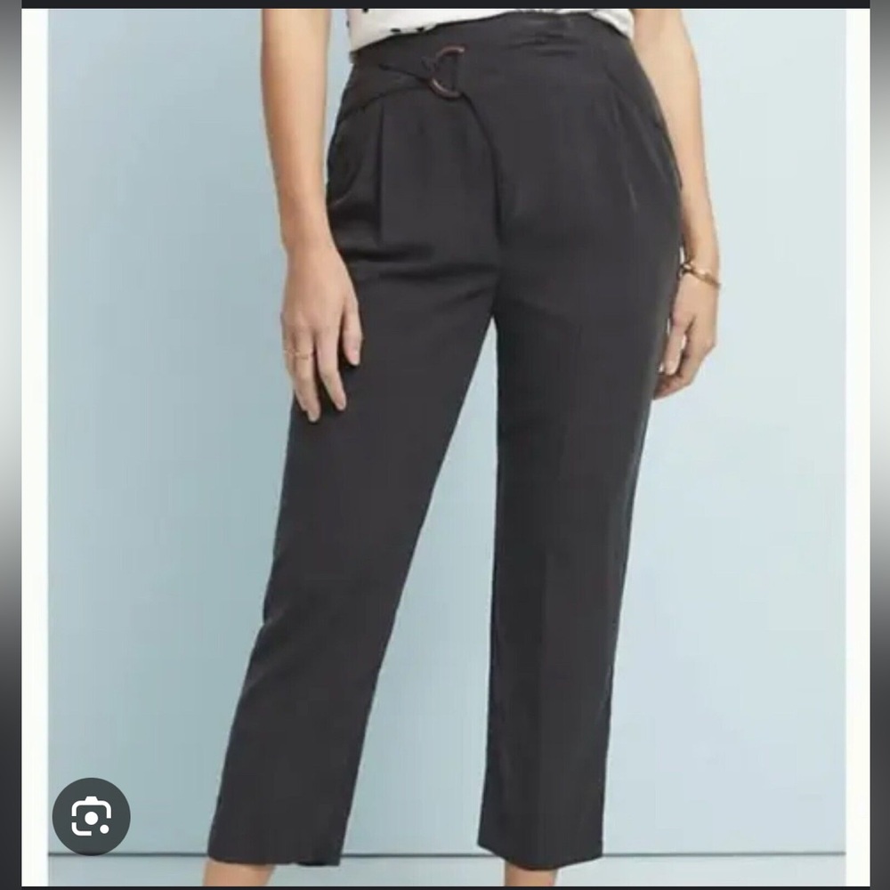 Anthropologie Black ‘Cupra Wrap Trousers Pants Ankle Length size S